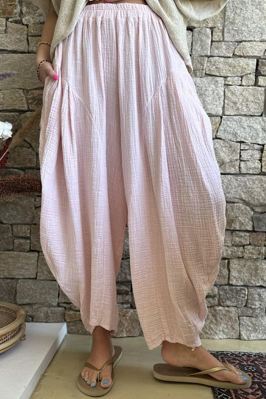 Tasha Cushion Cotton Sia Barrel Pant Seashell